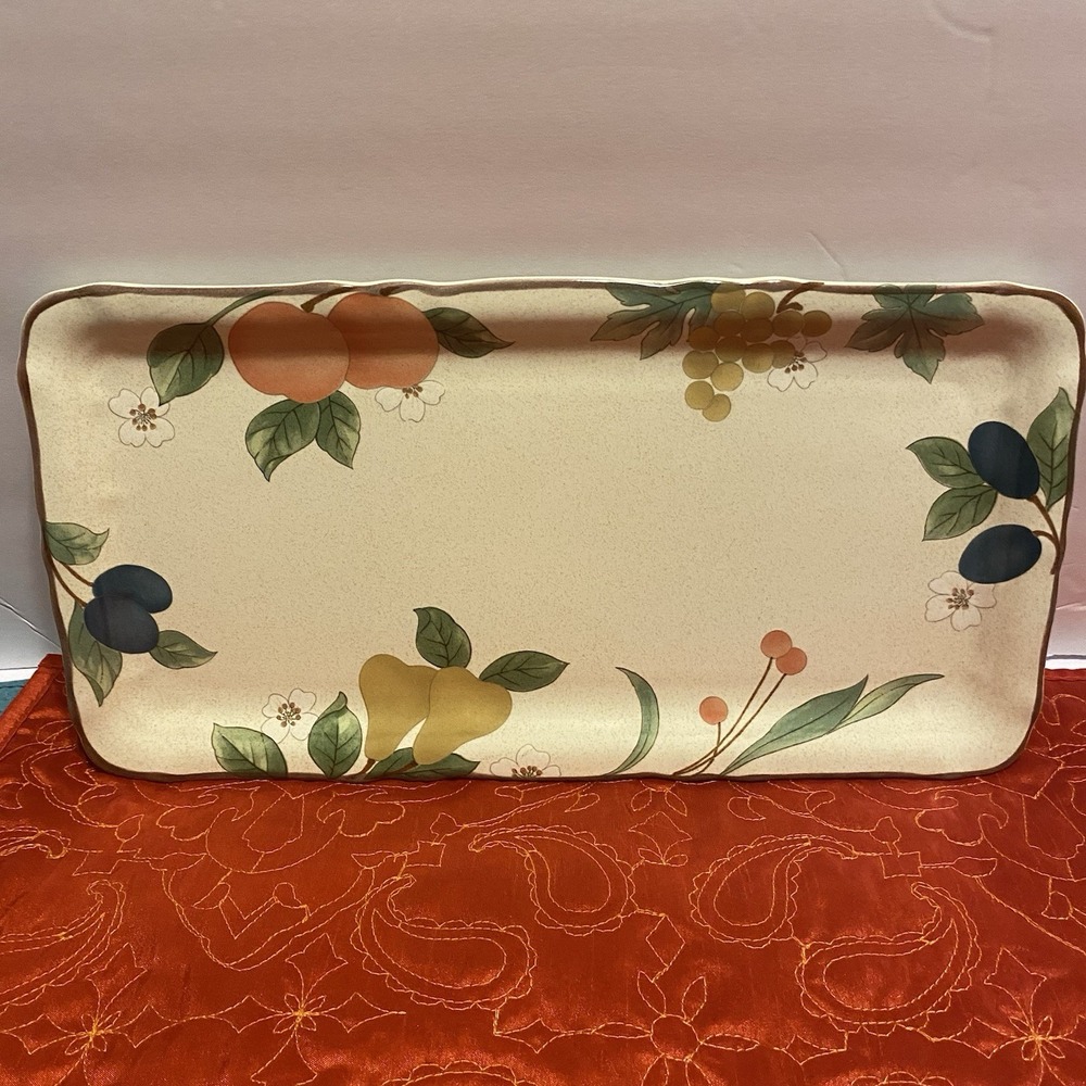 Mikasa Fruit Panorama  Serving Platter Tray Rectangle Peach Plum‎ Grape Pear